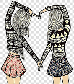 Girllove Sticker   Drawing Best Friends  HD Png Download