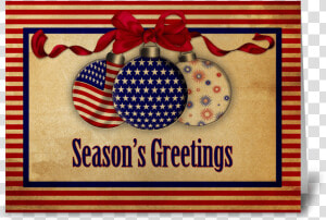 Patriotic Holiday Ornaments Vintage Look Greeting Card   American Flag Christmas Card  HD Png Download