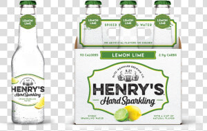 Lemon Lime Henrys Hard Sparkling Water   Glass Bottle  HD Png Download