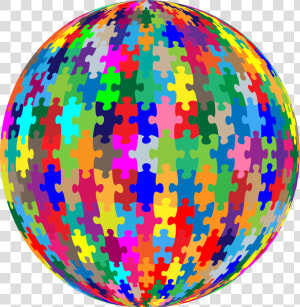 Multicolored Jigsaw Puzzle Pieces Sphere No Strokes   Multi Colored Puzzle Piece  HD Png Download