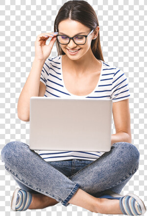 Transparent Person Sitting Down Png   Girls Using Laptop Png  Png Download