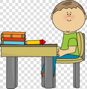 Clean Student Desk Clipart   Boy Sitting At Desk Clipart  HD Png Download