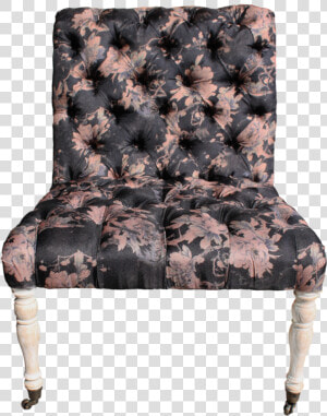 Hannah Chair  Armless Tufted Black Floral Chair  Black   Chair  HD Png Download