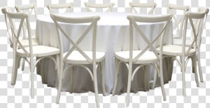 Round Banquet Table With 10 Vintage White Cross back  HD Png Download