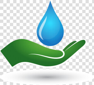 Drawing Of A Green Hand Cupping A Blue Water Droplet   Drop Of Water On Palm  HD Png Download