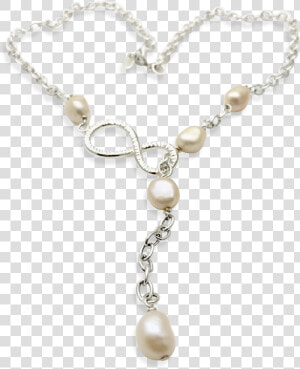 Pink Spring Lariat Necklace With Infinity Eight Pendant   Pearl  HD Png Download