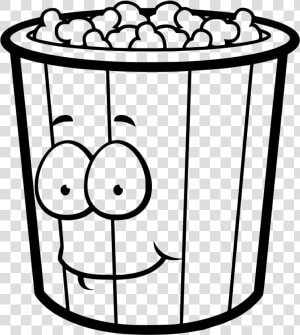 Funny Cartoon Popcorn Bucket Coloring Page   Popcorn Bucket Clipart Black And White  HD Png Download