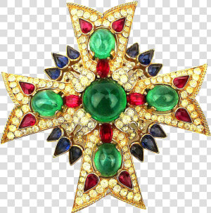 Crown Trifari  jewels Of India  Maltese Cross Pin Brooch   Bp Logo  HD Png Download