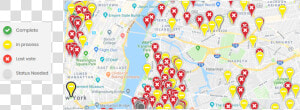 A Map Of Nyc With Pins Illustrating Projects That Have   Map  HD Png Download