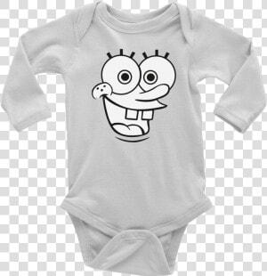 New Long Sleeve Baby Bodysuit Spongebob Face Size Nb   Infant Bodysuit  HD Png Download