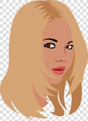 Beauty  Blonde  Face  Girl  Head  Woman  Attractive   Cartoon Girl Black Hair  HD Png Download