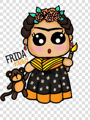 Frida Kahlo Kawaii Draw Frida Frida Kahlo  Kawaii   Cute Frida Kahlo Cartoon  HD Png Download