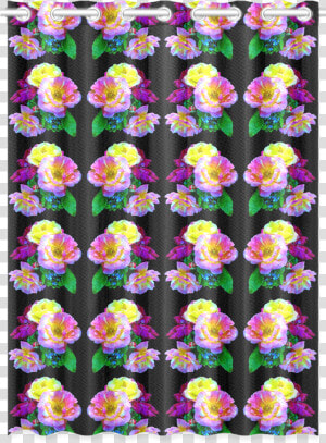 Rosa Yellow Roses On Black Pattern New Window Curtain  HD Png Download