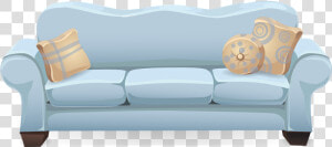 Couch  Sofa  Blue  Pillows  Cushions  Seating  Seat   Couch Clipart  HD Png Download