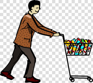 Shopping Trolley Png Man   Example Of Push Force  Transparent Png