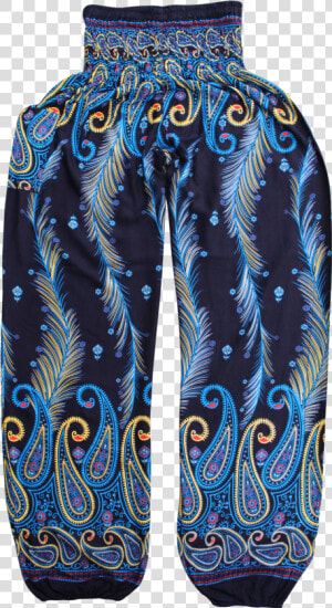 Blue Feather Harem Pants Bohemian Island   Paisley  HD Png Download