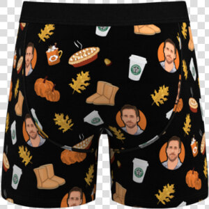 Fall Boxers With Pumpkin Spice Latte Itemprop Image   Board Short  HD Png Download