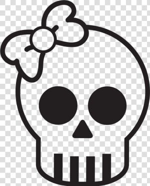 Skull Decal With Bow   Cute Skeleton Head Clipart  HD Png Download