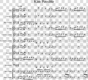 Kim Possible Intro Sheet Music For Flute  Clarinet    Kim Possible Theme Song Clarinet  HD Png Download