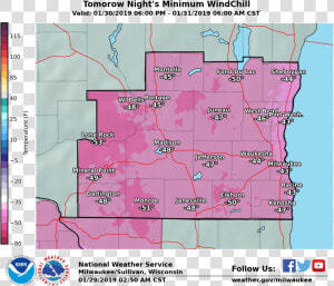 National Weather Service Wind Chill Wednesday Night   Nor Easter March 2018  HD Png Download