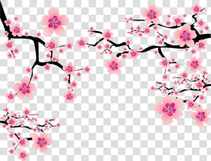 Pink Elements Branches Blossom Cherry Plum Japanese   Transparent Cherry Blossom Png  Png Download