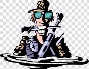 Vector Illustration Of Experienced Navy Seal Armed   Armed To The Teeth Cartoon  HD Png Download