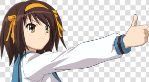 Transparent Anime Girl   Haruhi Suzumiya Thumbs Up  HD Png Download