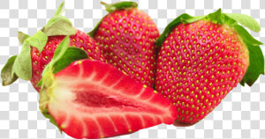 Strawberries With Leaf And Sliced   Strawberry  HD Png Download