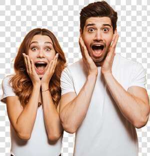 Portrait Of Cheerful People Man And Woman In Basic  HD Png Download