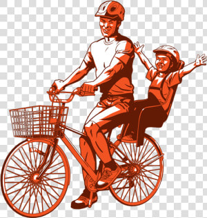 Dad And Child On Bicycle Png   Hybrid Bicycle  Transparent Png