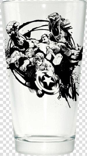 Avengers Group Circle Pint Glass   Avengers Black And White  HD Png Download