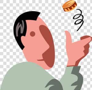 Vector Illustration Of Businessman Makes Decision By   Man Flipping A Coin  HD Png Download