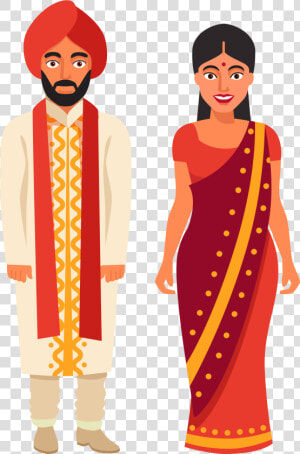 Indian Wedding Couple Png   Hindu Bride And Groom Cartoon  Transparent Png