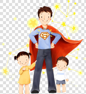 Clark Kent Father Son Daughter Illustration   Father And Daughter Cartoon  HD Png Download