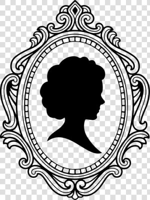 Cameo With Decorative Border   Mirror Clipart Black And White  HD Png Download