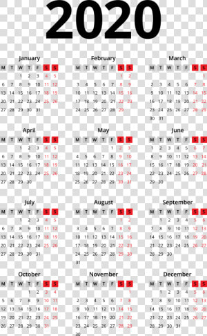 2020 Calendar Black Transparent Png Image   Calendrier 2020 Png Transparent  Png Download