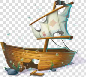 Transparent Pirate Boat Png   Cartoon Sunken Pirate Ship  Png Download