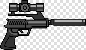 Pistol With Silencer And Scope  HD Png Download