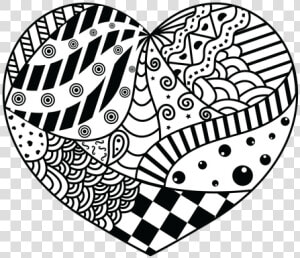 Zentangle Heart Clipart Vector Black And White Stock   Designs In A Heart  HD Png Download