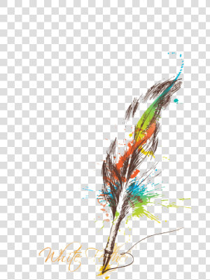 Irregular Color Feathers Paper Ink Feather Quill Clipart   Quill And Ink Clipart  HD Png Download