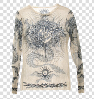 Jean Paul Gaultier Mesh Longsleeve Top Tattoo 90s Rare   Jean Paul Gaultier Tattoo Shirt  HD Png Download