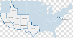 Map Of Brady Sales Area   Map California Arizona Nevada Utah New Mexico  HD Png Download