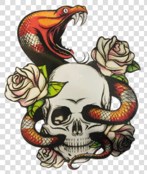  stickergang  snake  skull  slither  rose  flower  venom   Roses And Snakes Colored Drawings  HD Png Download