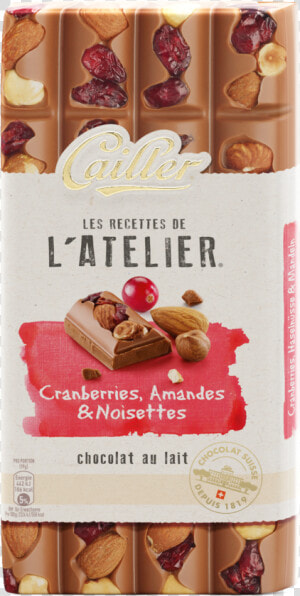 Les Recettes De L Atelier Milk With Cranberries  Almonds   Cailler L Atelier Cranberries  HD Png Download