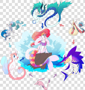 Transparent Milotic Png   Primarina Milotic Fusion  Png Download