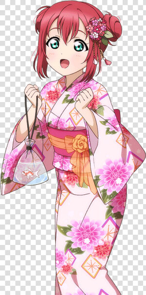  anime  girl  kawaii  cute  kimono  yukata  japanese   Love Live Buns  HD Png Download