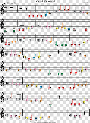 Color Coded Music Notes Violin Sheet For Wabash Cannonball   Violin Music Notes Letters  HD Png Download