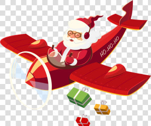 Santa Claus With Plane Png Clipart   Flying Santa Flying Transparent  Png Download