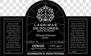 Lágrimas De Dolores Cenizo Mezcal Ancestral Joven   Cenizo Lagrimas De Dolores  HD Png Download