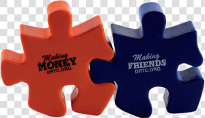 An Orange And A Blue Puzzle Piece Linked Together   Puzzle Piece  HD Png Download